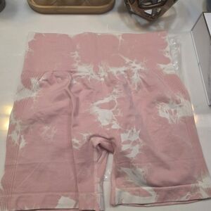 Pink Tie-Dye Workout Shorts
